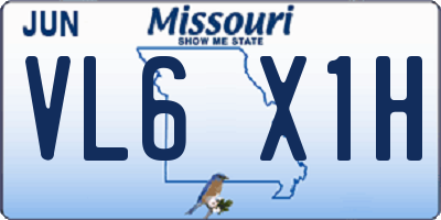 MO license plate VL6X1H