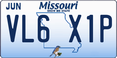 MO license plate VL6X1P
