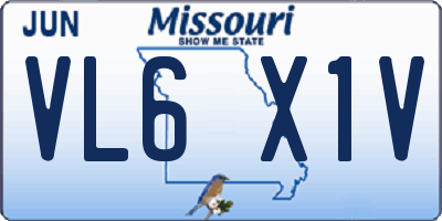 MO license plate VL6X1V