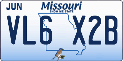 MO license plate VL6X2B