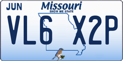 MO license plate VL6X2P