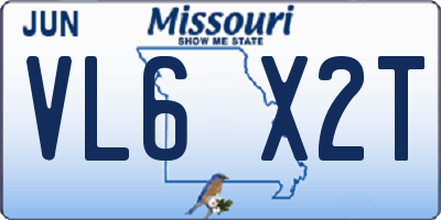 MO license plate VL6X2T