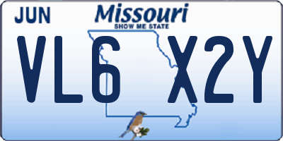 MO license plate VL6X2Y