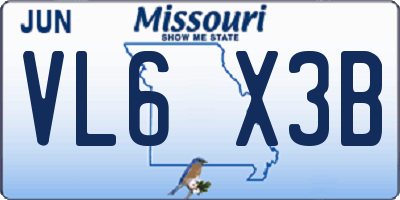 MO license plate VL6X3B