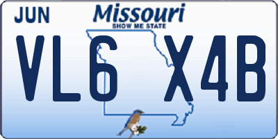 MO license plate VL6X4B