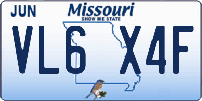 MO license plate VL6X4F