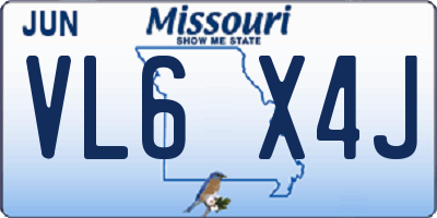 MO license plate VL6X4J