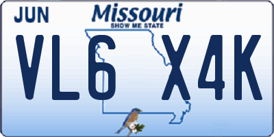 MO license plate VL6X4K