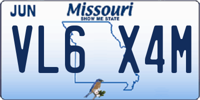 MO license plate VL6X4M