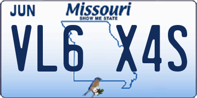MO license plate VL6X4S