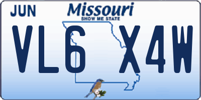 MO license plate VL6X4W