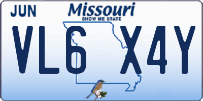 MO license plate VL6X4Y