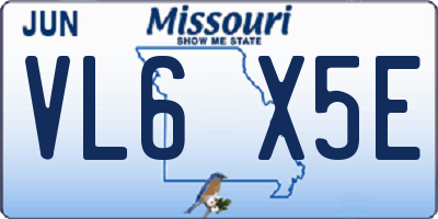 MO license plate VL6X5E