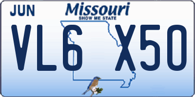MO license plate VL6X5O