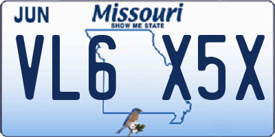 MO license plate VL6X5X