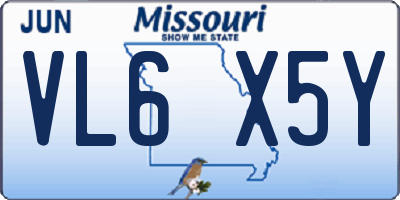 MO license plate VL6X5Y