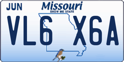 MO license plate VL6X6A