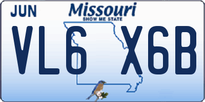 MO license plate VL6X6B