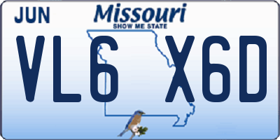 MO license plate VL6X6D