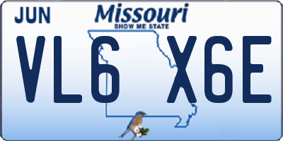 MO license plate VL6X6E