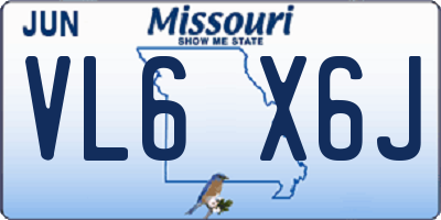 MO license plate VL6X6J
