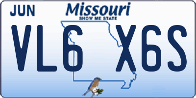 MO license plate VL6X6S