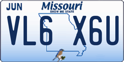 MO license plate VL6X6U