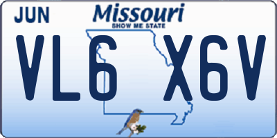 MO license plate VL6X6V