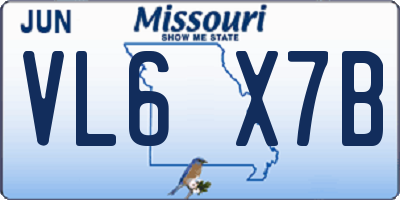 MO license plate VL6X7B