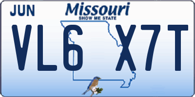 MO license plate VL6X7T