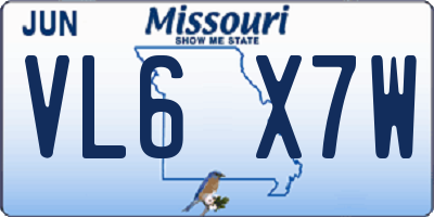 MO license plate VL6X7W
