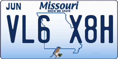 MO license plate VL6X8H