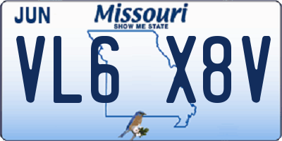 MO license plate VL6X8V