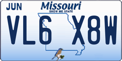 MO license plate VL6X8W