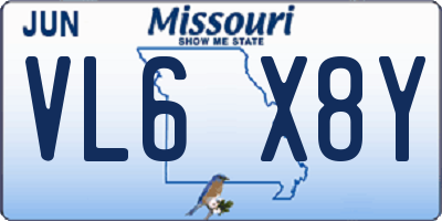 MO license plate VL6X8Y