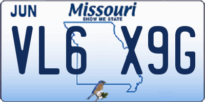 MO license plate VL6X9G