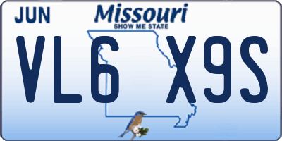 MO license plate VL6X9S
