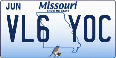 MO license plate VL6Y0C