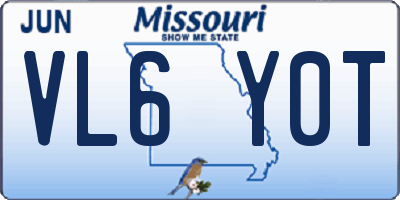 MO license plate VL6Y0T