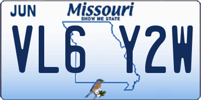 MO license plate VL6Y2W
