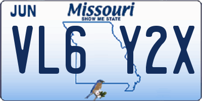 MO license plate VL6Y2X