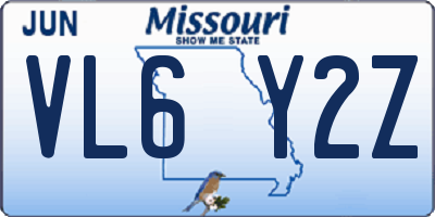 MO license plate VL6Y2Z
