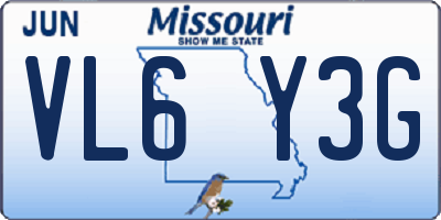 MO license plate VL6Y3G