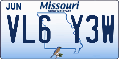 MO license plate VL6Y3W
