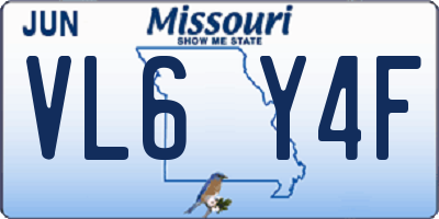 MO license plate VL6Y4F