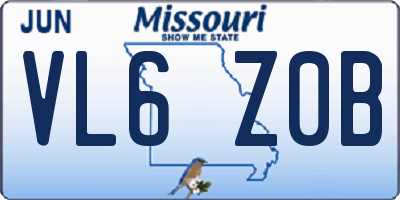 MO license plate VL6Z0B