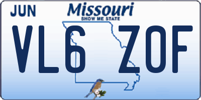 MO license plate VL6Z0F