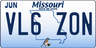 MO license plate VL6Z0N