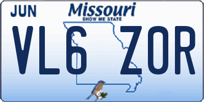 MO license plate VL6Z0R
