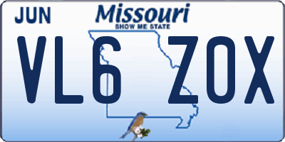 MO license plate VL6Z0X